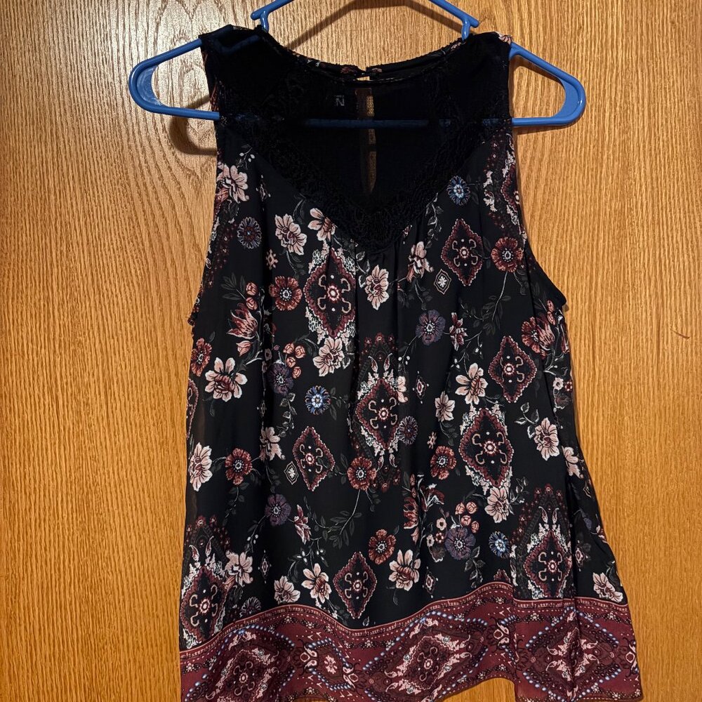Black and pink floral tank